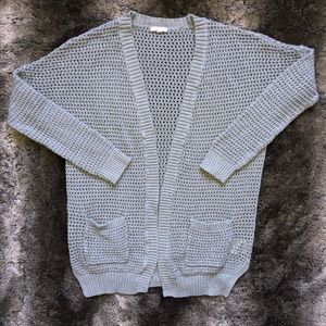 light gray cardigan